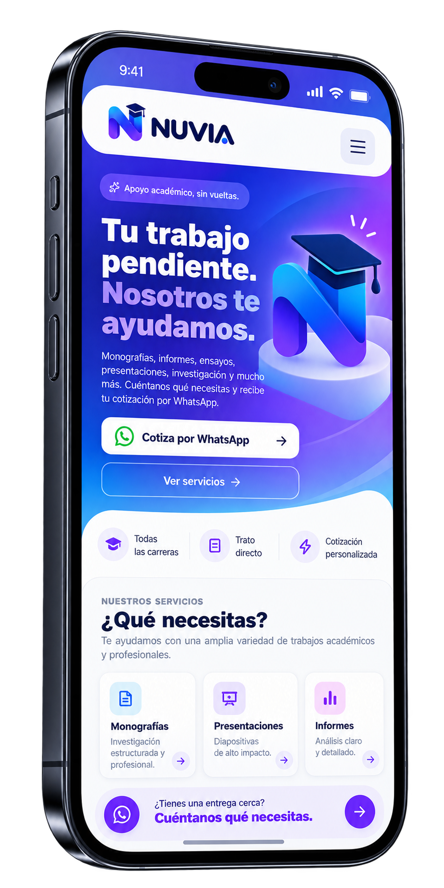 Interfaz móvil de NUVIA